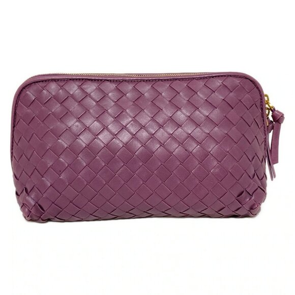 Auth BOTTEGA VENETA Intrecciato - Purple Leather Pouch - Picture 2 of 6